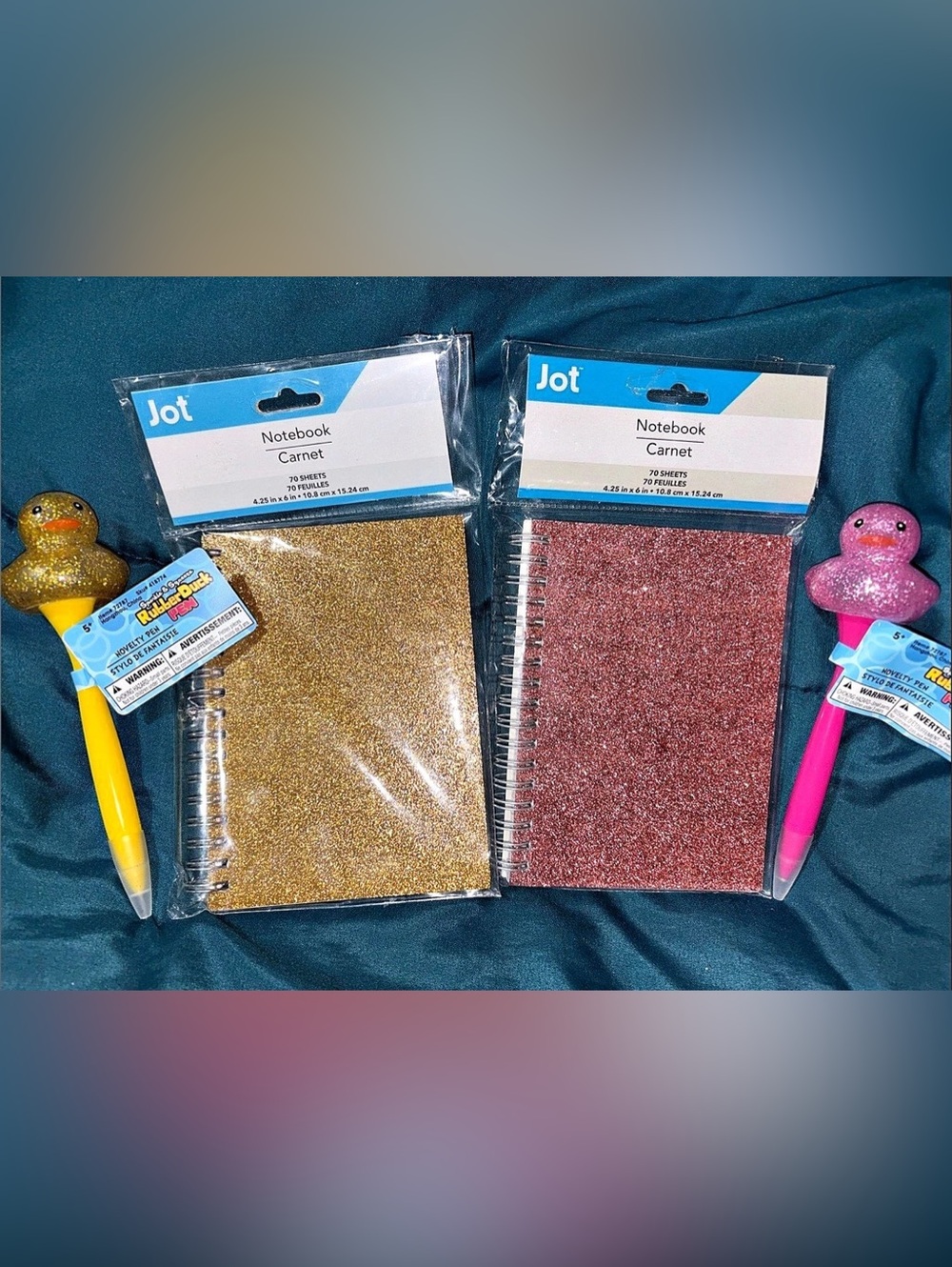 Jot Glitter Notebook and Rubber Duck Pen Set & Rubber Duck Pen Set - 2 Pens - 2